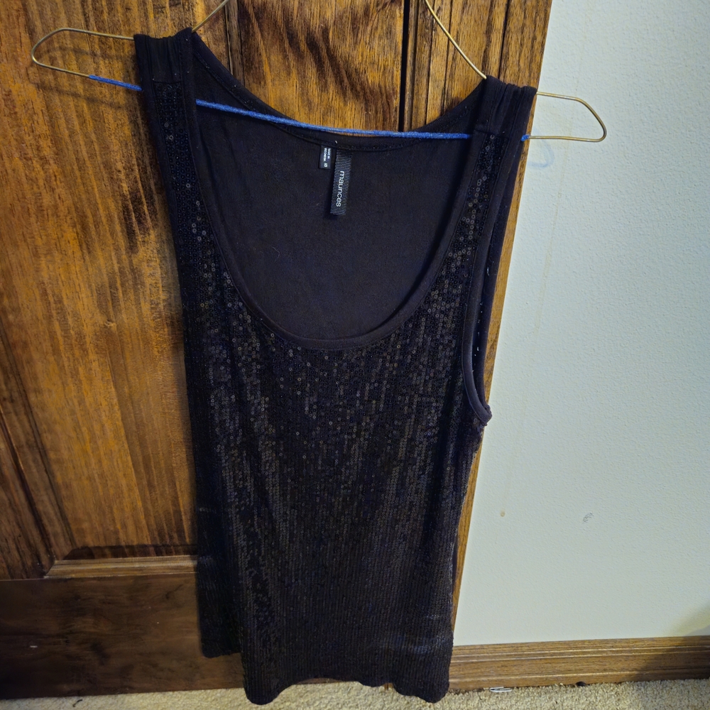 Maurices Black Sequin Tank Top
